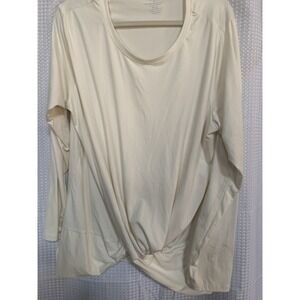 Tahari Sport Women 2x Ivory Long Sleeve Shirt